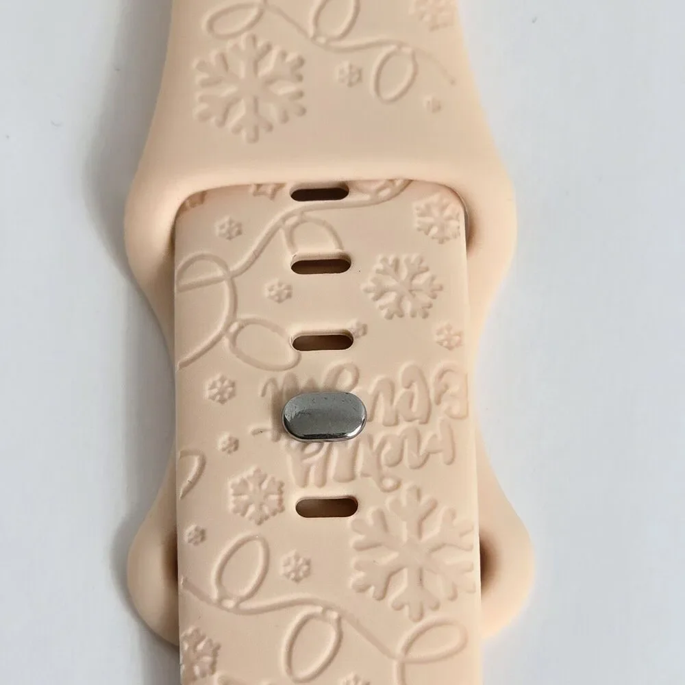 Pink Christmas Silicone Sport Band Wrist Strap For Apple Watch 42/44/45/49mm